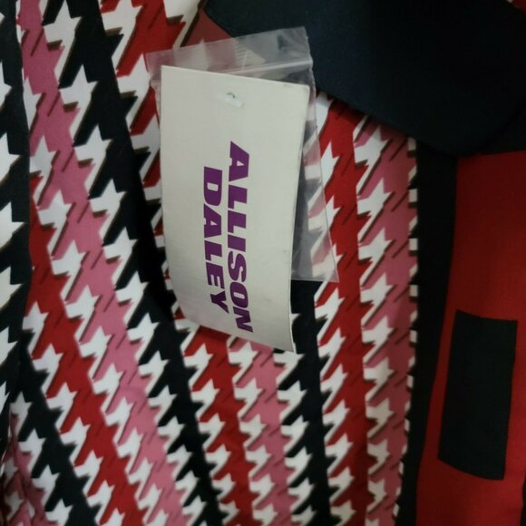 Allison Daley Button Front Blouse Womens Size 14 Red Striped Long Sleeve Shirt - Picture 4 of 5